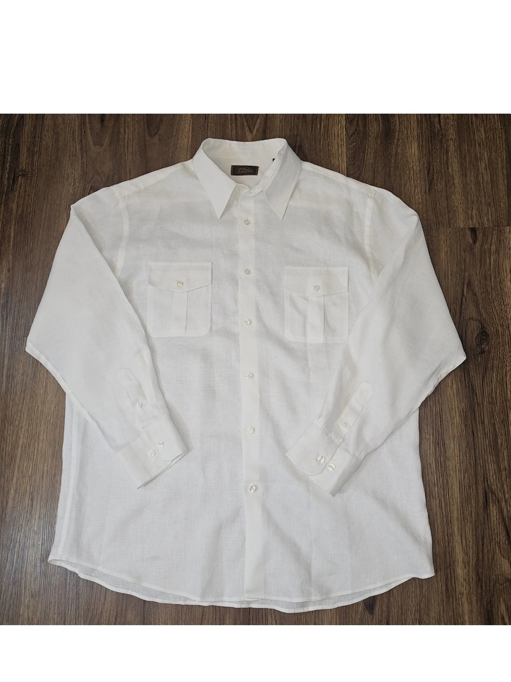 Tasso Elba 100% Linen Shirt Mens XL White Long Sleeves Button Front Lightweight
